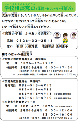 学校相談窓口（体罰・セクハラ・性暴力）